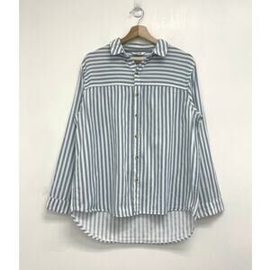 Rolla’s Coastal Stripe Relaxed Button-Down Shirt Preppy Cotton Retro - Medium